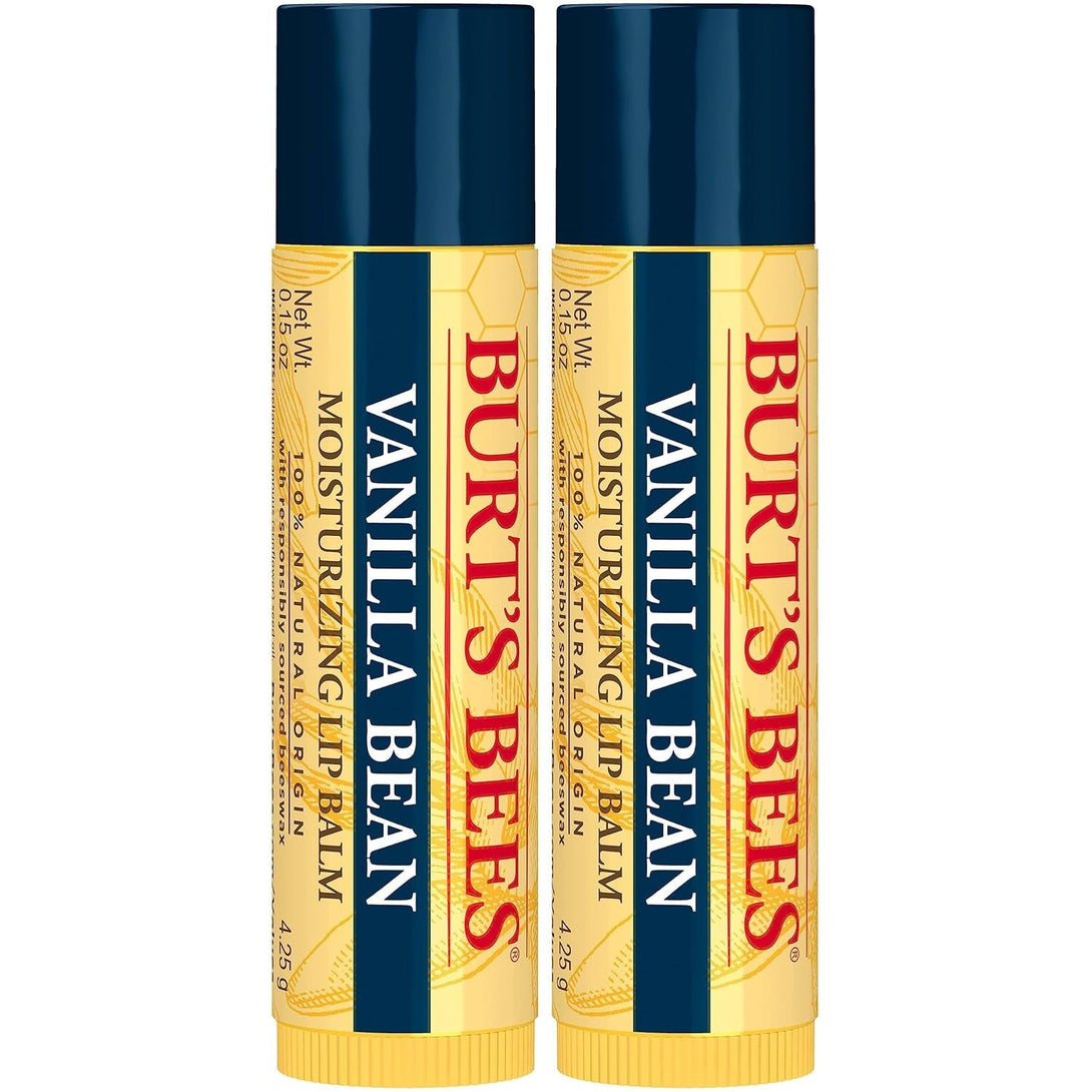 Burt'S Bees Lip Balm - Vanilla Bean, Lip Moisturizer with Responsibly Sourced Beeswax, Tint-Free, Natural Origin Conditioning Treatment, 2 Tubes, 0.15 Oz.