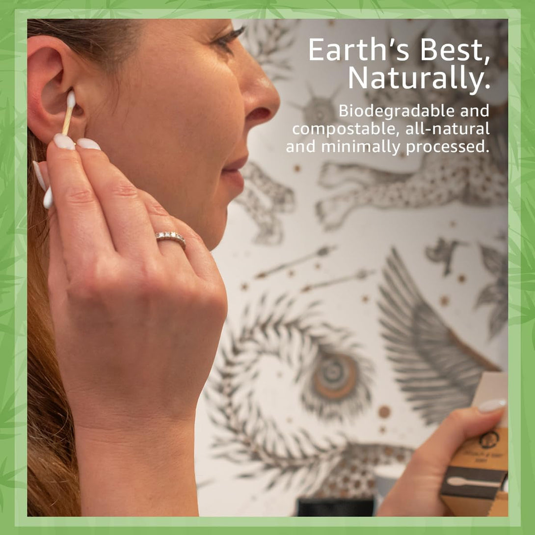 100% Bamboo Ear Swabs Cotton (500-Pack) | Biodegradable Double Tipped Bamboo Ear Cleaner | Eco Friendly Beauty & Personal Care | FSC Certified & Hypoallergenic | Suitable for All Ages & Pets
