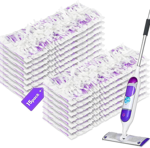 15 Pack Power Mop Refills Compatible with Swiffer Powermop Multi-Surface Floor Mop and Swiffer Powermop Wood Mop, Replacement Power Mop Pads