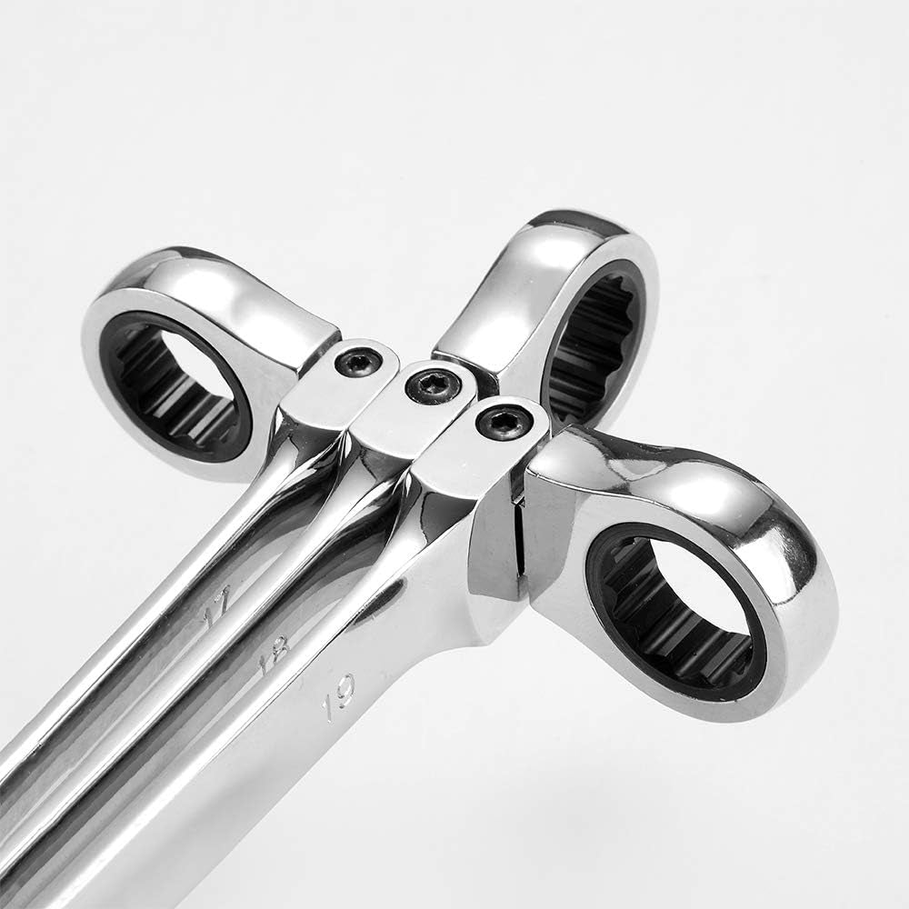 7Mm Metric Flex-Head Ratchet Wrench,Box End Head 72-Tooth Ratcheting Combination Wrench Spanner