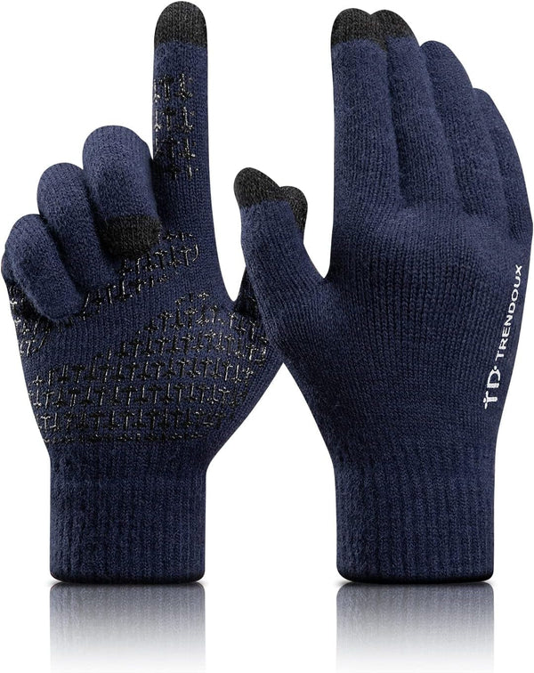TRENDOUX Winter Gloves for Men Women, Cold Weather Warm Touchscreen Glove Unisex, Non-Slip, Elastic Cuff, Knit Stretchy
