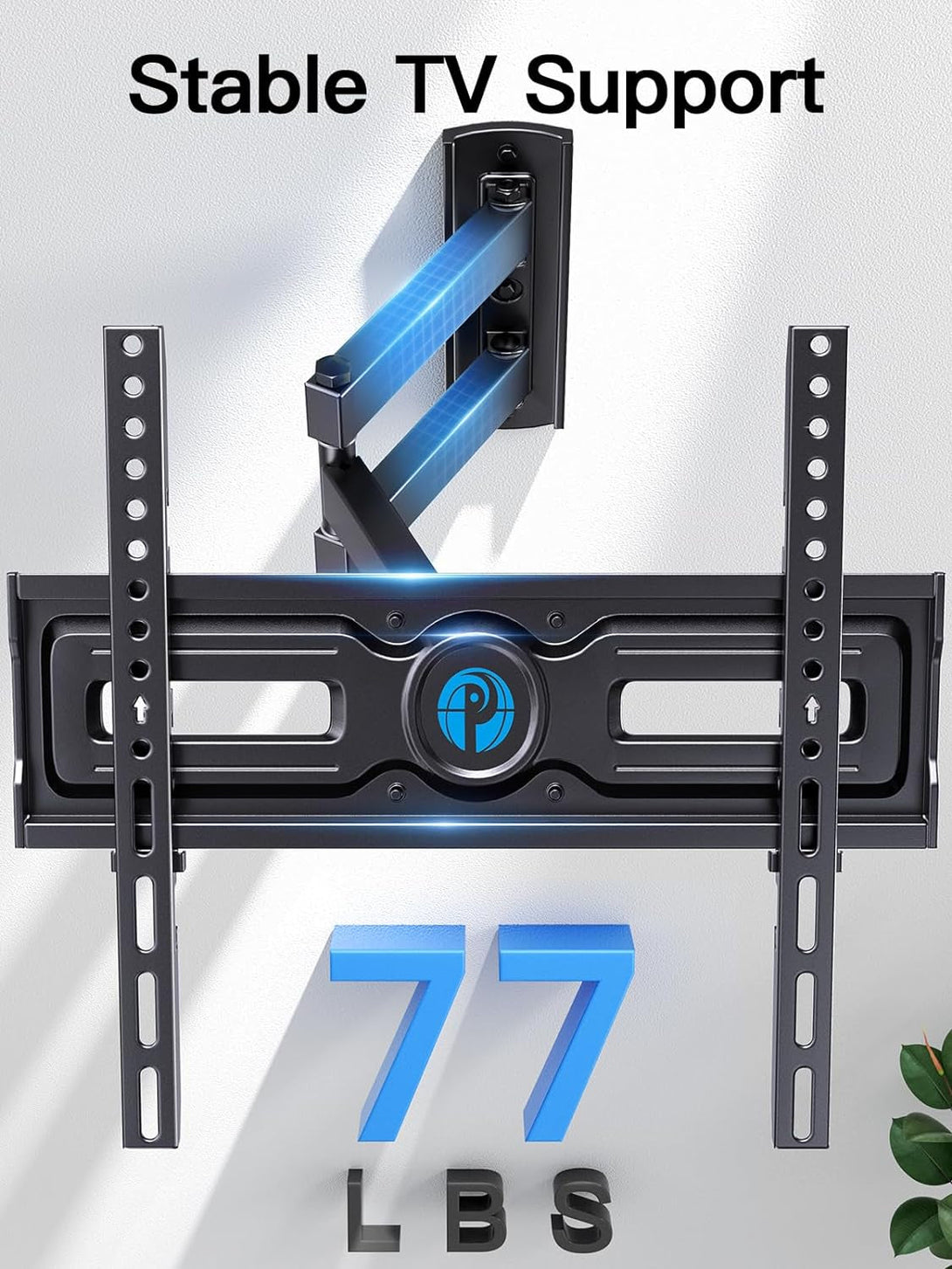 Pipishell Full Motion TV Wall Mount for Most 26-60 Inch Flat & Curved Tvs up to 77 Lbs, Adjustable Bracket Height, Single Articulating Arm, Extension, Max VESA 400X400Mm, PIMF9