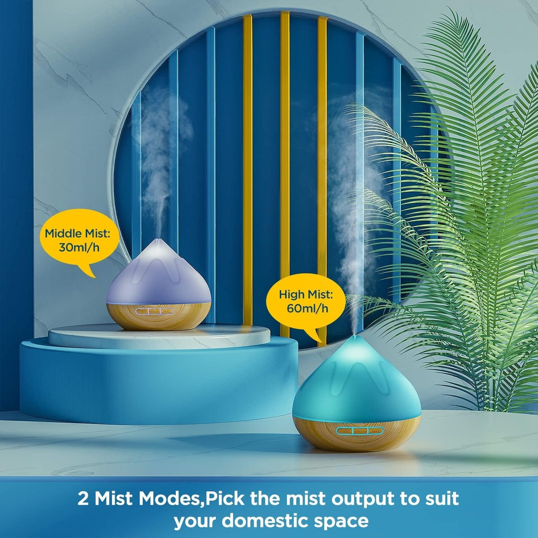 Aroma Diffuser with Essential Oils Set, 500 ML Essential Oil Diffuser with Remote Control, Humidifier with 14 Color Lights for Large Room, 4 Timer Setting, Auto Shut-Off