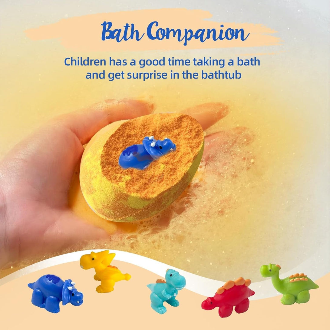 Bath Bombs for Kids with Surprise Toys Inside, Dino Egg Bath Bombs Gift Set with Dinosaur Toy for Boys Girls 3 4 5 6 7 8 9 Years, Bubble Fizzy Spa Handmade Bath Bomb Kit for Kids Birthday Christmas