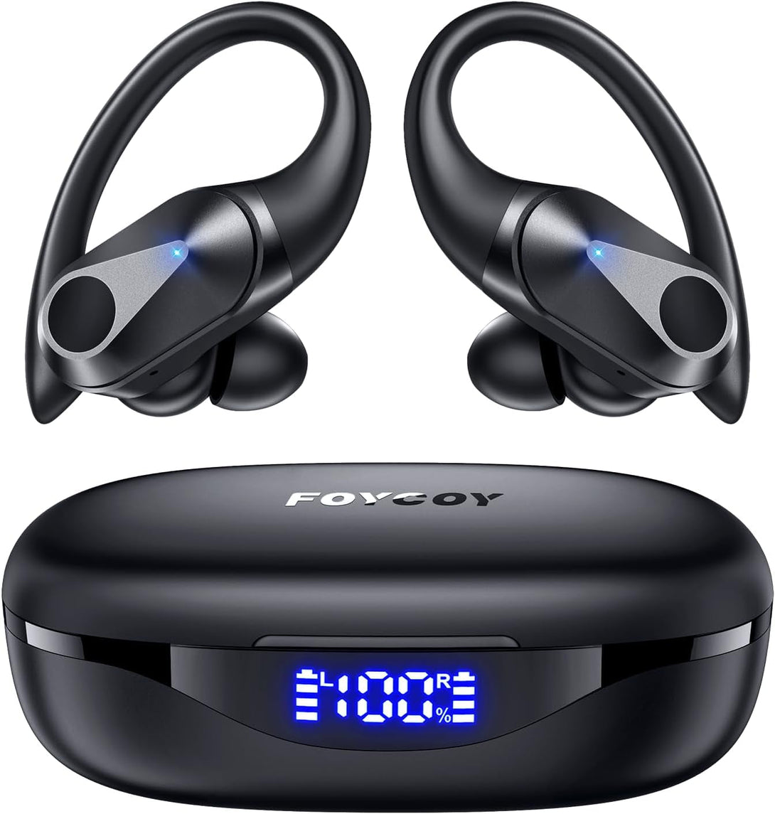 Wireless Earbuds Bluetooth Headphones 90Hrs Playtime Ear Buds IPX7 Waterproof Sports Earphones Wireless Charging Case Over-Ear Earhooks Headest