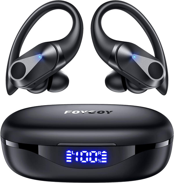 Wireless Earbuds Bluetooth Headphones 90Hrs Playtime Ear Buds IPX7 Waterproof Sports Earphones Wireless Charging Case Over-Ear Earhooks Headest