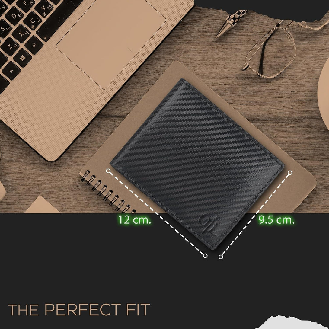 Slim Leather Wallet for Men - RFID Blocking Slim Minimalist Front Pocket - Thin & Stylish with ID Window, Gift for Men