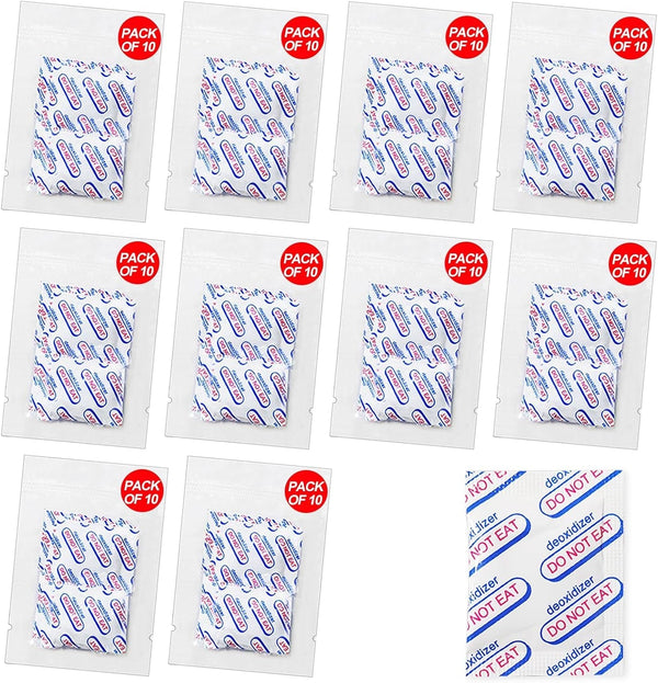 Auhanth 100 Packs 100CC Oxygen Absorbers (10 Packs of 10), Food Grade Oxygen Absorbers for Long Term Food Storage in Vacuum Bag, Applicable to Mason Jars, Vacuum Storage Bags