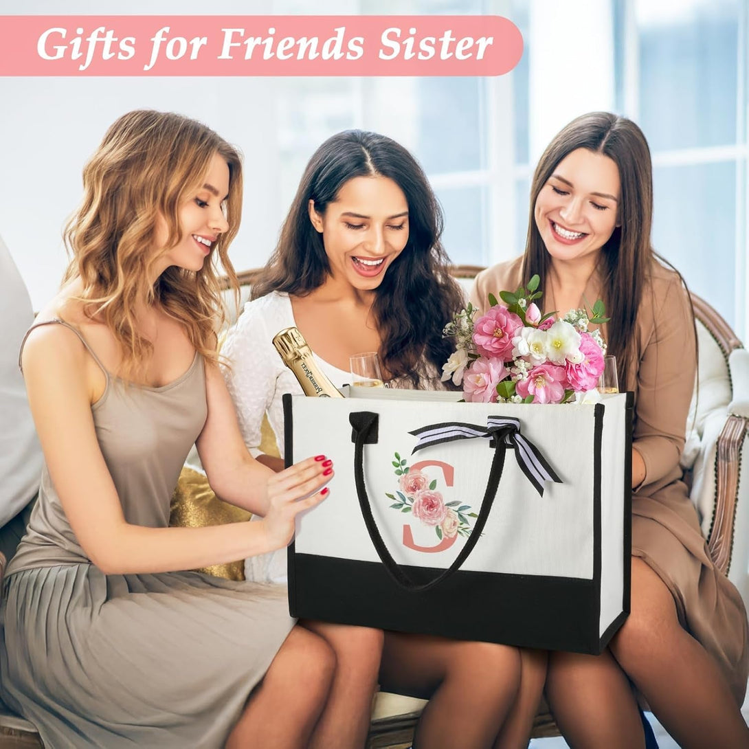 TRSODD Birthday Gifts for Women Mothers Day Gifts for Mom Wife Grandma Daughter Sister Teacher Appreciation Tote Bag and Makeup Bag Set B