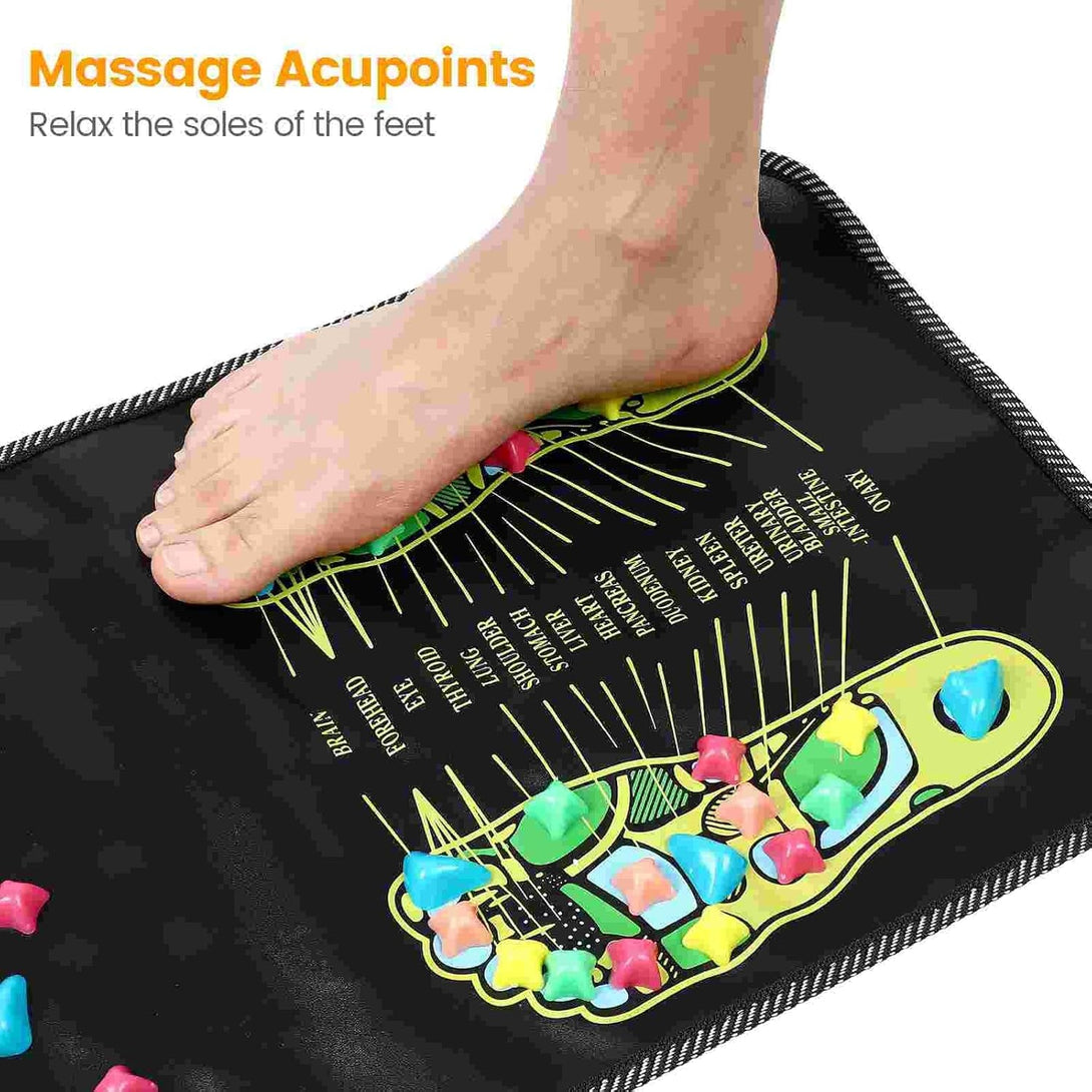 Foot Massage Mat，Reflexology Mat Walk Foot Leg Pain Relieve Relief Walk Massager Mat, Acupoint Mat for Acupressure Relaxes the Nerve Ache Ease Tiredness of the Muscle（68.9 * 13.8In