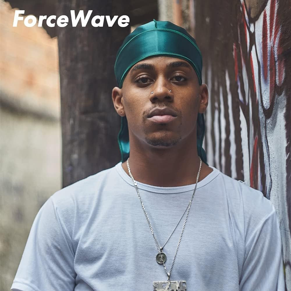 4PCS Silky Durags for Men Women 360 Waves with 1 Wave Cap, Silky Satin Durag Extra Long Tails