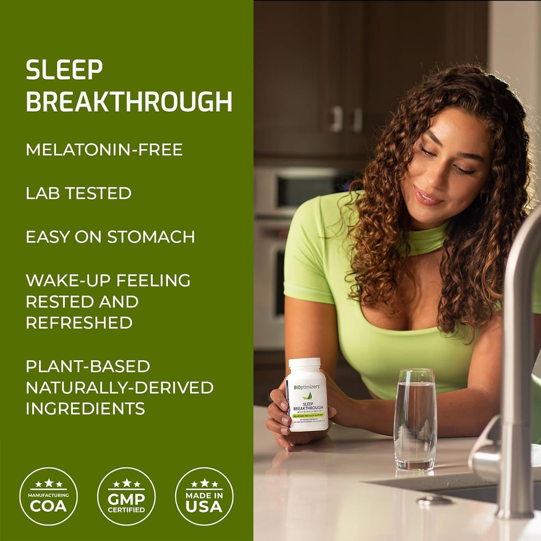 Bioptimizers Sleep Breakthrough Capsules - Natural Support Supplement | Calming Relief Aid for Adults | Non-Habit Forming | 60 Capsules