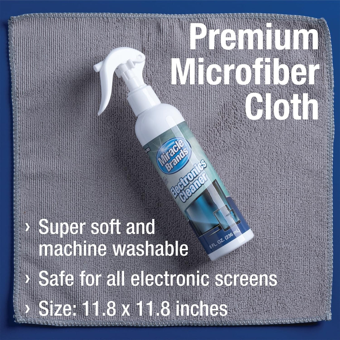 Miraclespray for Electronics Cleaning, Safe Multisurface Cleaner for Any TV, Phone, Monitor, Keyboard, Screen, Computer, Includes Microfiber Towel - 8 Ounce Kit