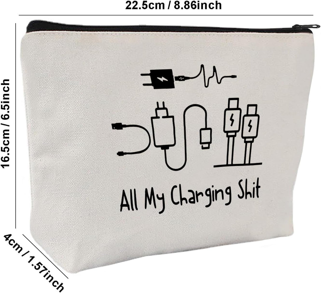 All My Charging Shit Bag,Fun and Versatile Bag with Charger Graphics, Teenage Boy Gift, Birthday Gifts, Travel Accessories (Style D)