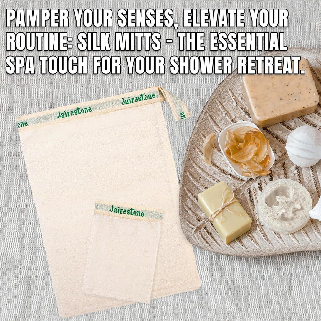 Exfoliating Mitt - Body Exfoliator Scrubber - Exfoliating Bath Mitt - Spray Tan & Keratosis Pilaris Remover- Lift Away Dead Skin - Turkish Hammam Glove Exfoliating Kese - Set of 2 Mitts