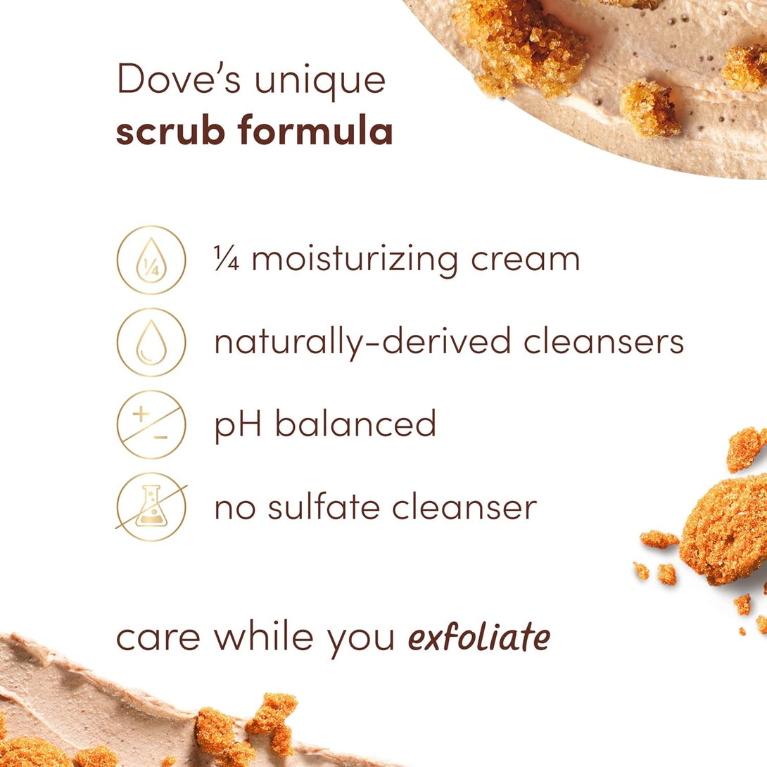 Dove Brown Sugar and Coconut Body Scrub Exfoliates and Deeply Nourishes for Smooth, Radiant Skin 15Oz