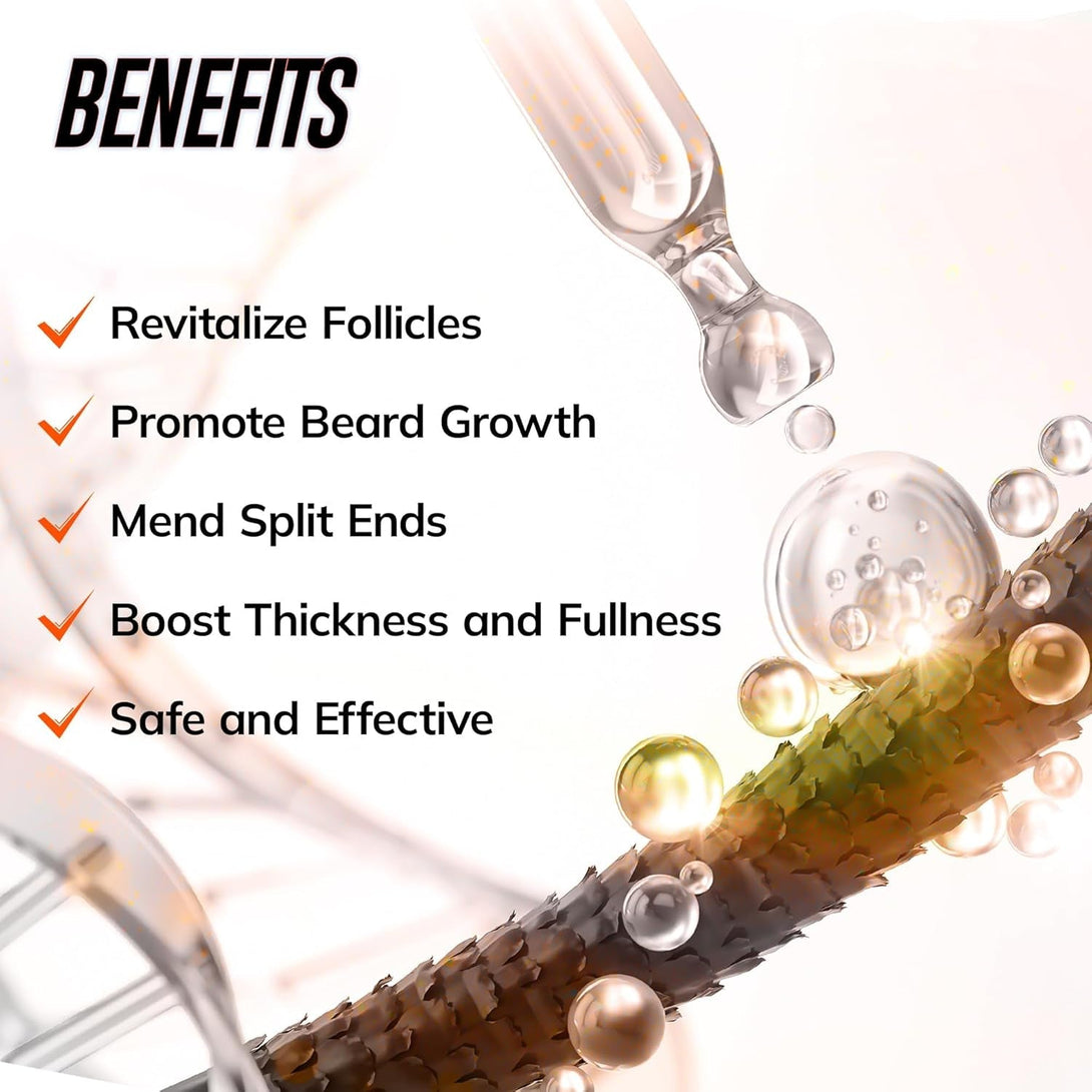 5% Minoxidil Beard Growth Serum for Men: 5% Minoxidil Hair Regrowth Spray with Biotin & Rice Water - Extra Strength Beard Oil for Faster Thicker and Fuller Beard Growth - 2.03 Fl Oz