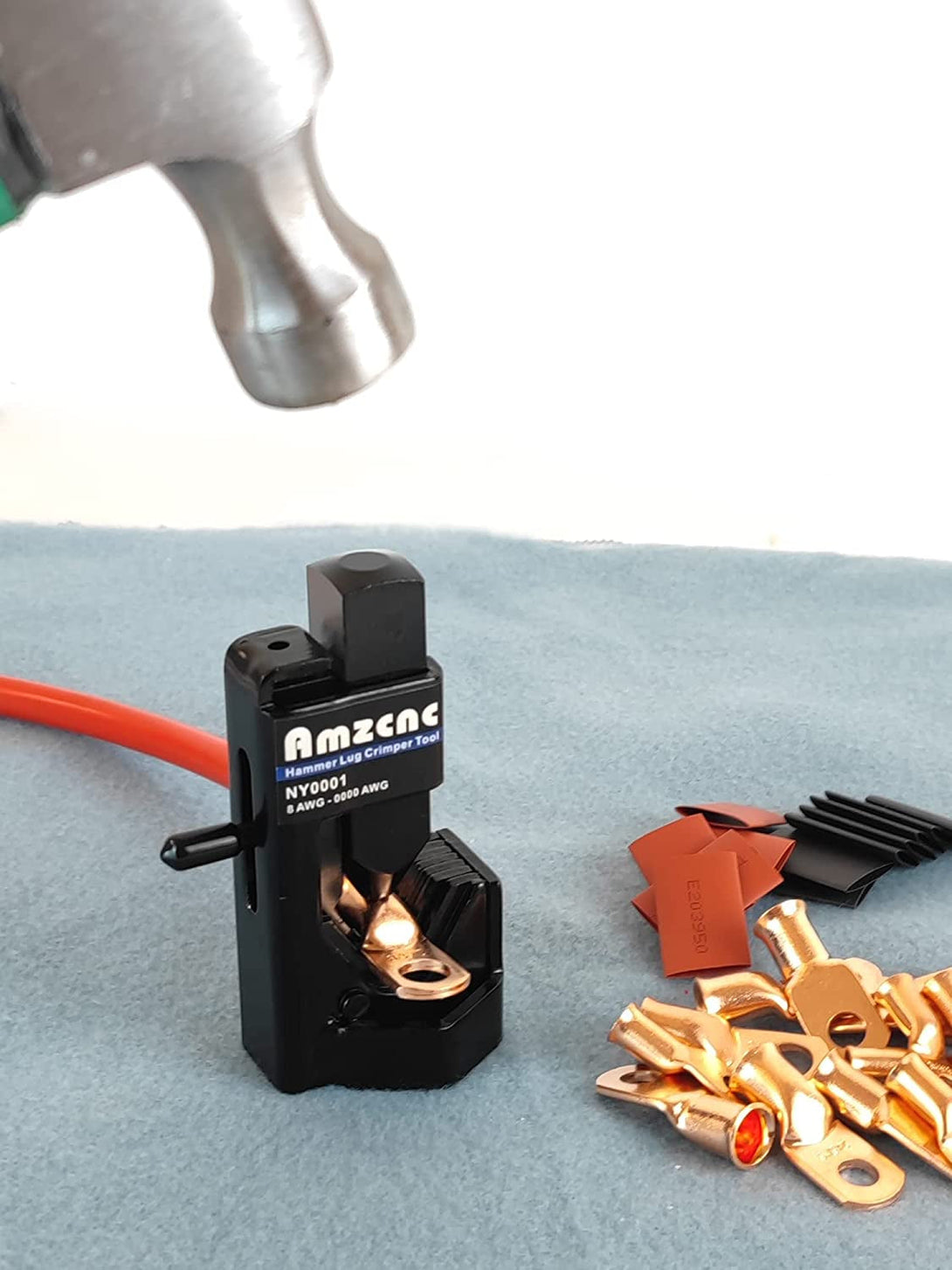AMZCNC Hammer Lug Crimper Tool - 0000 AWG Battery and Welding Cables( 8 AWG to 4/0 Wire Gauge)