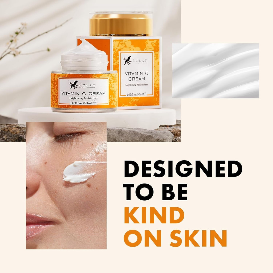 Vitamin C Moisturizer for Face with Hyaluronic Acid & Squalane - Face Brightening Cream - anti Aging, Firming & Hydrating Moisturizer for All Skin Tone 50 Ml