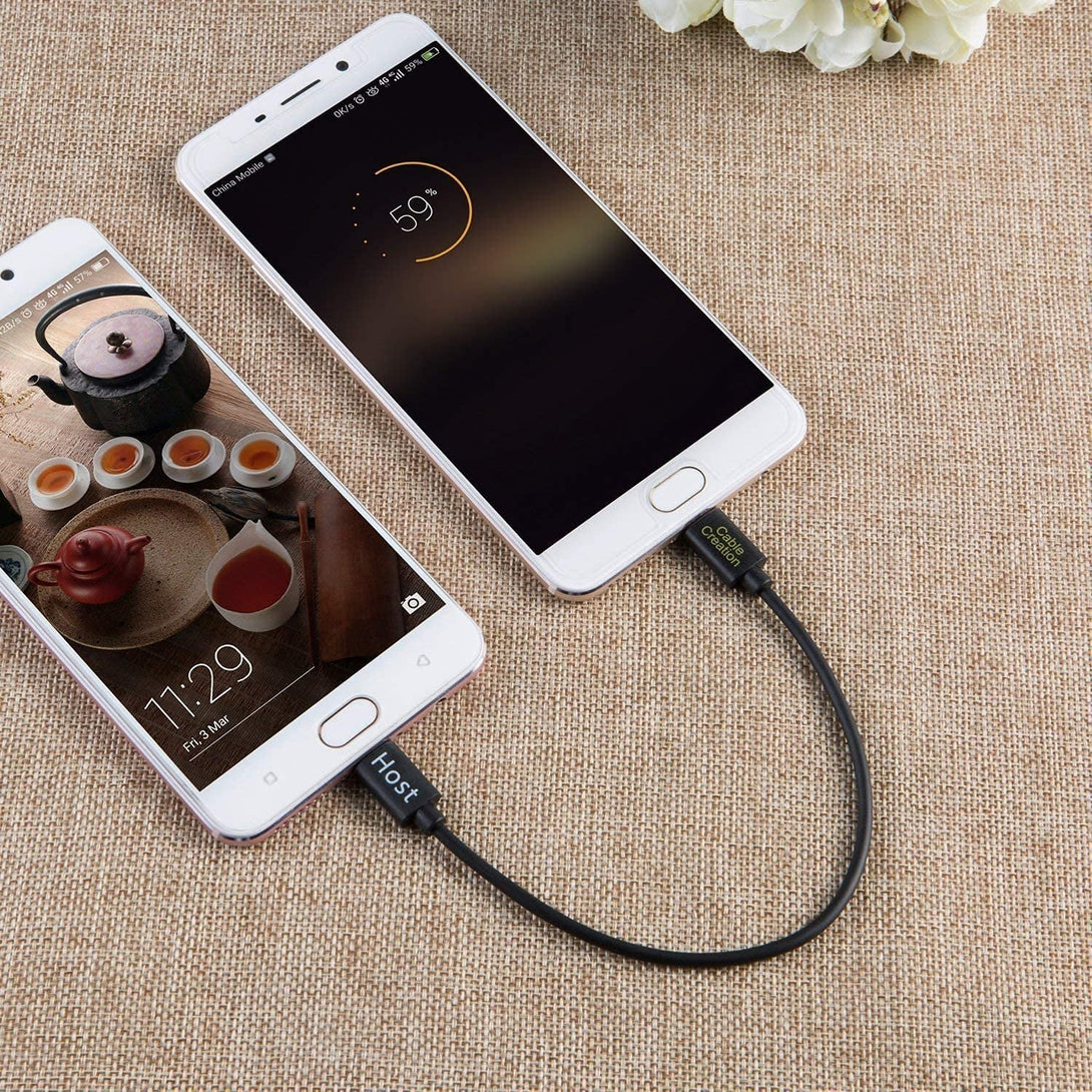 Cablecreation Short Micro USB to Micro USB OTG Cable 8Inch, Works for DJI Spark Mavic, PS4, Owlet, Android Phone Tablet, DAC and More,20Cm