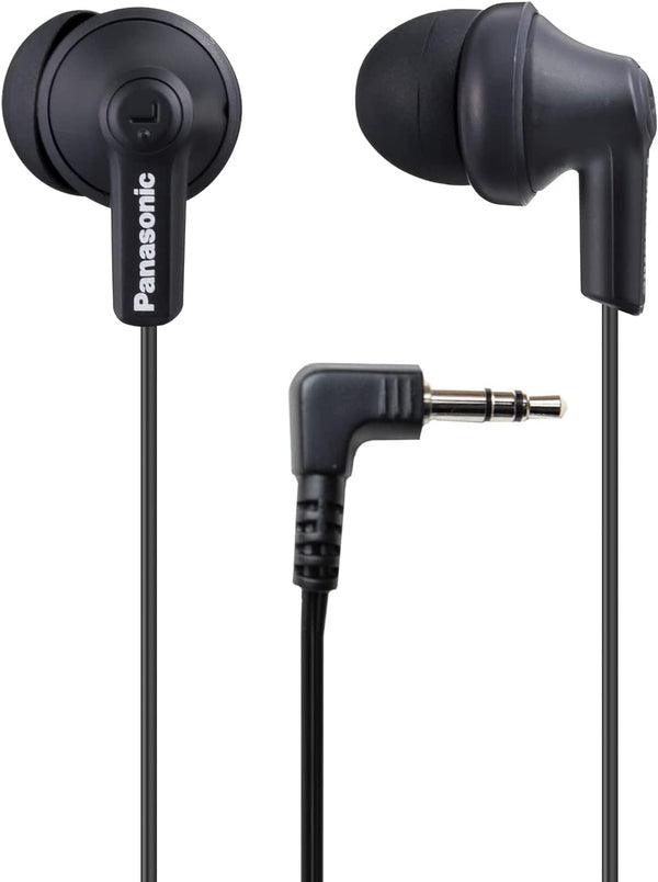 Panasonic Ergofit Wired Earbuds, 3.5Mm Jack In-Ear Headphones with Dynamic Crystal-Clear Sound and Soft Ergonomic Custom-Fit Earpieces (S/M/L), for Phones and Laptops - RP-HJE120-KA (Matte Black)