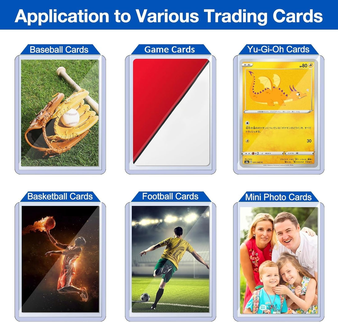 32 Count Topload Card Holder, Sooez 35PT Topload Card Protector, 3" X 4" Hard Plastic Card Sleeves, Baseball Card Protector, Rigid Toploading Card Case for Collectible Trading Sports Cards