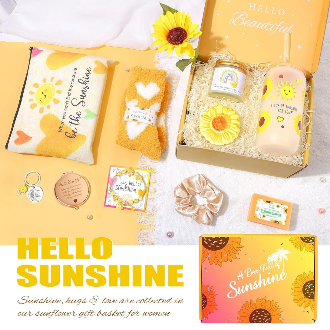 Birthday Gifts for Women, Sunflower Get Well Soon Gifts, Feel Better Gift Care Package for Women, Her, Sister, Mom, Best Friends, Surgery Recovery, Thinking of You Gift Basket
