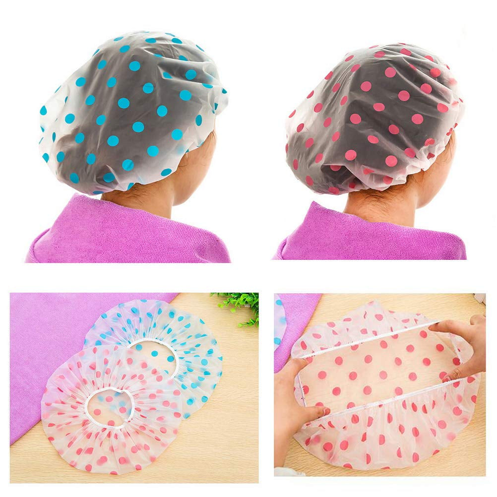 Shower Cap, 3 Pcs Waterproof Reusable Shower Caps Bath Hair Hat for Women Men Kids
