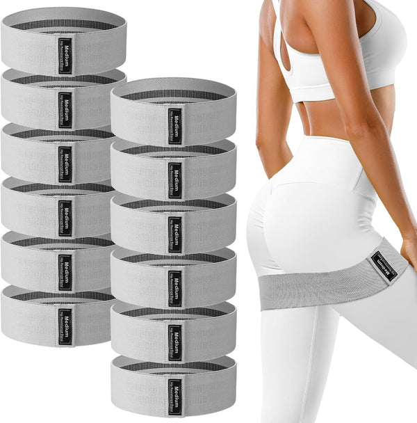 12 Pcs Fabric Resistance Bands for Working Out Booty Workout Stretch Exercise Bands Non Slip for Legs Squat Resistance Loop for Women Men Starter Butt Hip Thigh Fitness