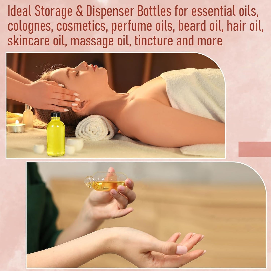 AOZITA 12 Pack, 2 Oz Small Clear Glass Bottles W/Lid & 3 Funnels - 60Ml Boston Shot Bottles for Health, Immunity, Potion, Wellness, Sample, Ginger, Juice - Mini Personal Care & Beauty Travel Bottle