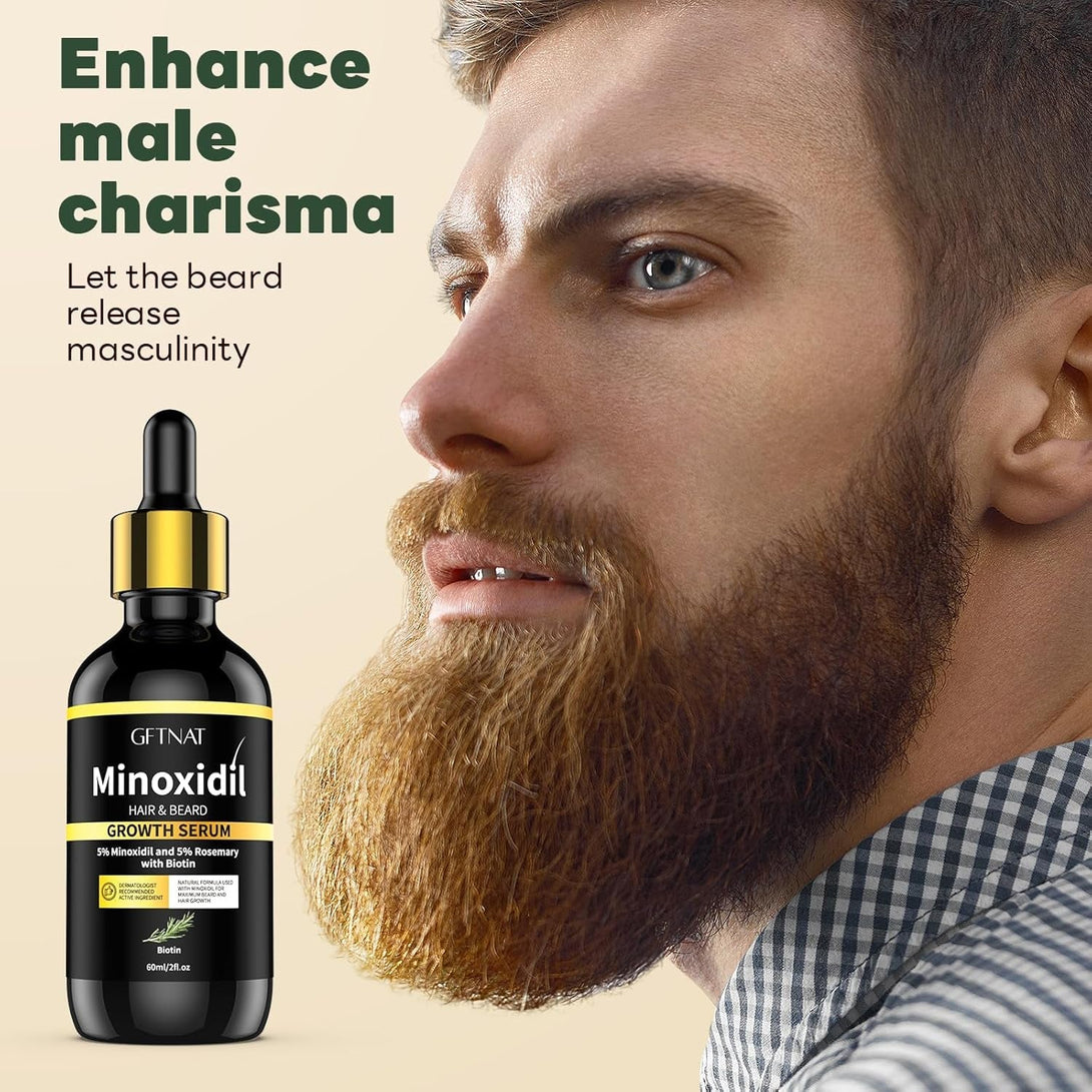 5% Minoxidil with Rosemary for Men and Women Hair Growth,Beard Growth Kit,Scalp Serum for Thicker Fuller Hair(2 X 2 Fl Oz)1