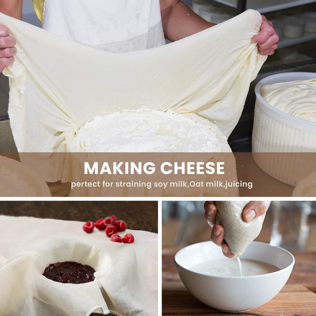 Cheese Cloths for Straining, Grade 100, 20 X 20Inch 10 Pack, Hemmed Cheesecloth for Cooking, 100% Combed Unbleached Cotton Cheese Cloth
