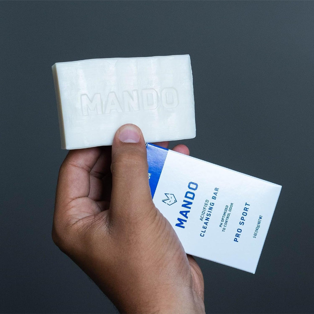 Mando Acidified Cleansing Bar - 24-Hour Odor Control - Removes Odor Better than Soap - Moisturizing Formula - SLS Free, Paraben Free - Safe for Sensitive Skin - Pro Sport