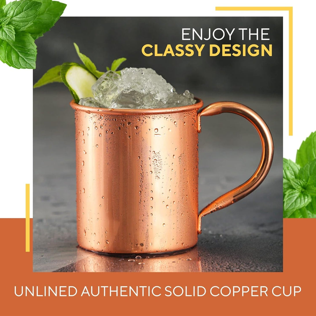 Moscow Mule Copper Mug by Solid Copper - Authentic Moscow Mule Mugs Unlined 16 Oz