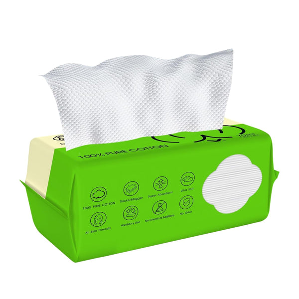 Extra Thick Disposable Face Towel, 100% Pure Cotton Face Towelettes Disposable, Ultra Soft Face Cloths for Sensitive Skin, Makeup Remover Dry Wipes, Facial Towels for Skincare, 70 Ct, 1 Pack