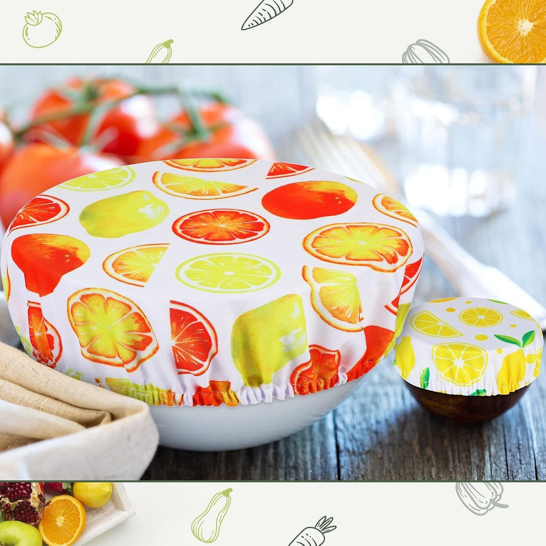 20 Pieces Summer Style Bowl Covers Reusable Fabric Stretch Cloth Covers Storage Elastic Dish Container Lids for Bowls Fruit Food Kitchen, Multiple Size