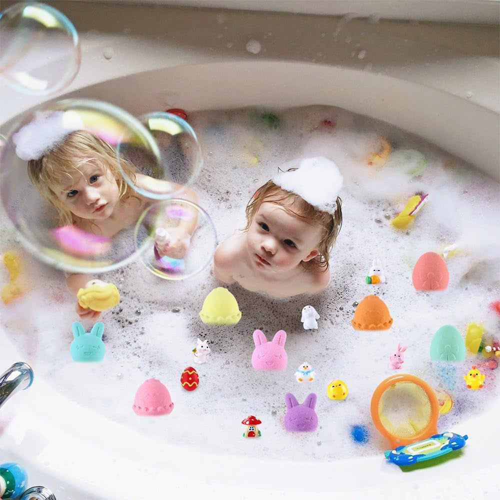 JOICEE 9 Pack Easter Bubble Bath Bombs for Kids with Easter Surprise Inside,Handmade Easter Egg Bunny Chick Organic Bath Fizz Balls for Kids Boys Girls Gift Easter Basket Stuffers