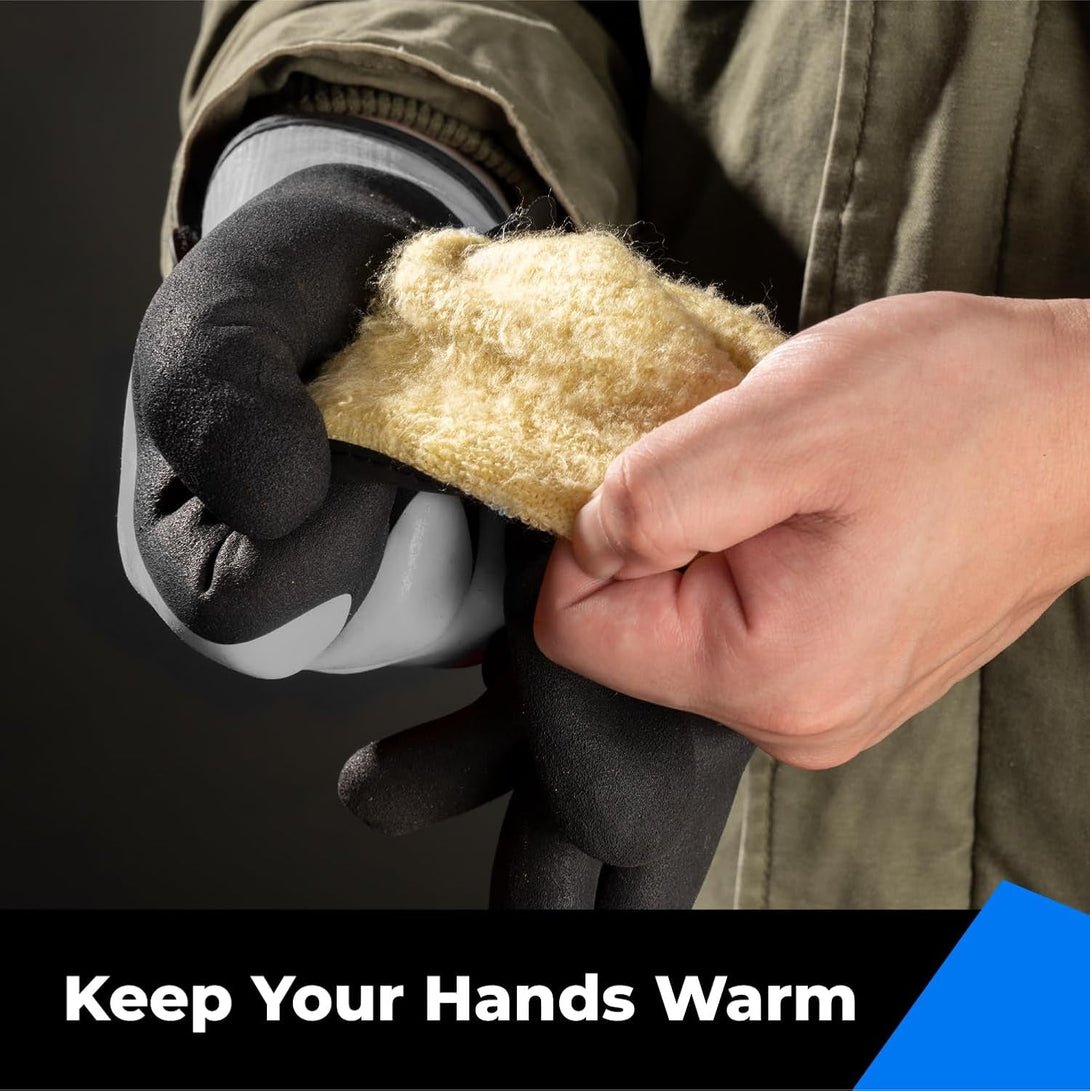 100% Waterproof Gloves for Men and Women, Winter Work Gloves for Cold Weather, Touchsreen, Thermal Gloves for Freezer Work, Fishing and Gardening, with Grip, Grey, X-Large