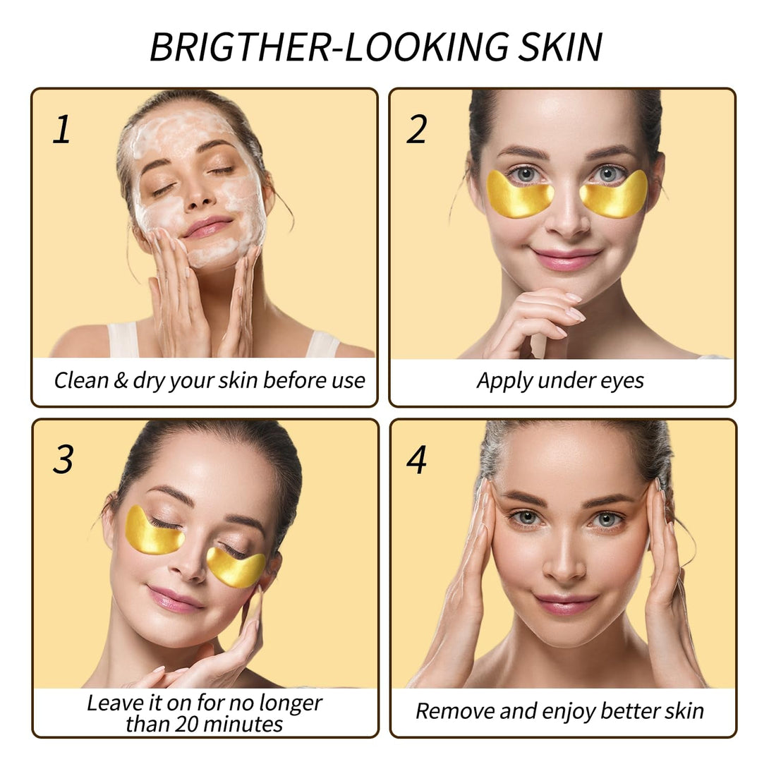 Under Eye Patches (24 Pairs) - Gifts for Women - Golden under Eye Mask for Dark Circles, Puffiness & Wrinkles, Eye Gels Pads for Refreshing, Revitalizing - Bridesmaid Gifts