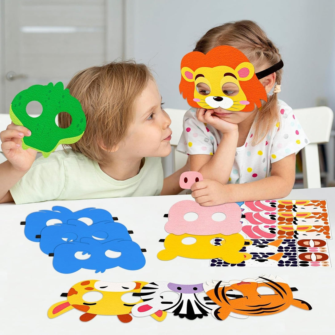 33PCS Jungle Safari Crafts - Felt Animal DIY Arts Kit, Birthday Party Favors Activities Supplies in Bulk