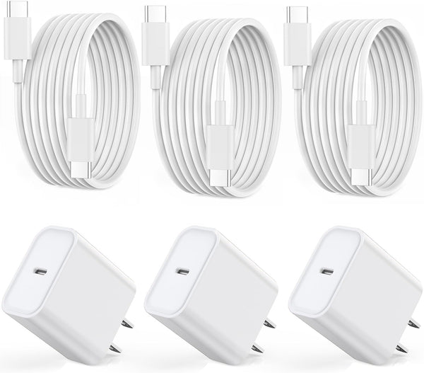 Fast Iphone 15 Charger,3Pack USB C Ipad Charger[Mfi Certified] PD Fast Charger Block 6FT Long USB C to C Iphone 15 Charging Cable for Iphone 15/15 Pro/15 Pro Max,Ipad Pro 12.9/11Inch, Ipad Air 5Th/4Th