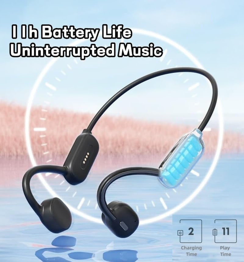 Ojelay Bone Conduction Wireless Headphones, IPX8 Waterproof Sport Earphone, Internal 32G Memory Wireless Music Player, Open-Ear Bluetooth 5.3 Water Resistant Headphone, for Swimming, Running