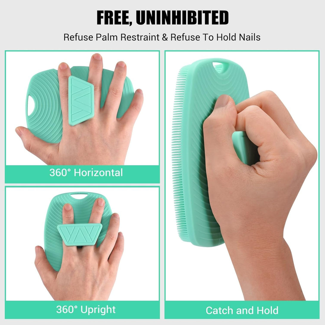 Silicone Body Scrubber - Zinc Infused - Highly Elastic Bristles - Exfoliating Body Scrubber for Cellulite Reduction,Blood Circulation,Massage for Flawless Skin - Green