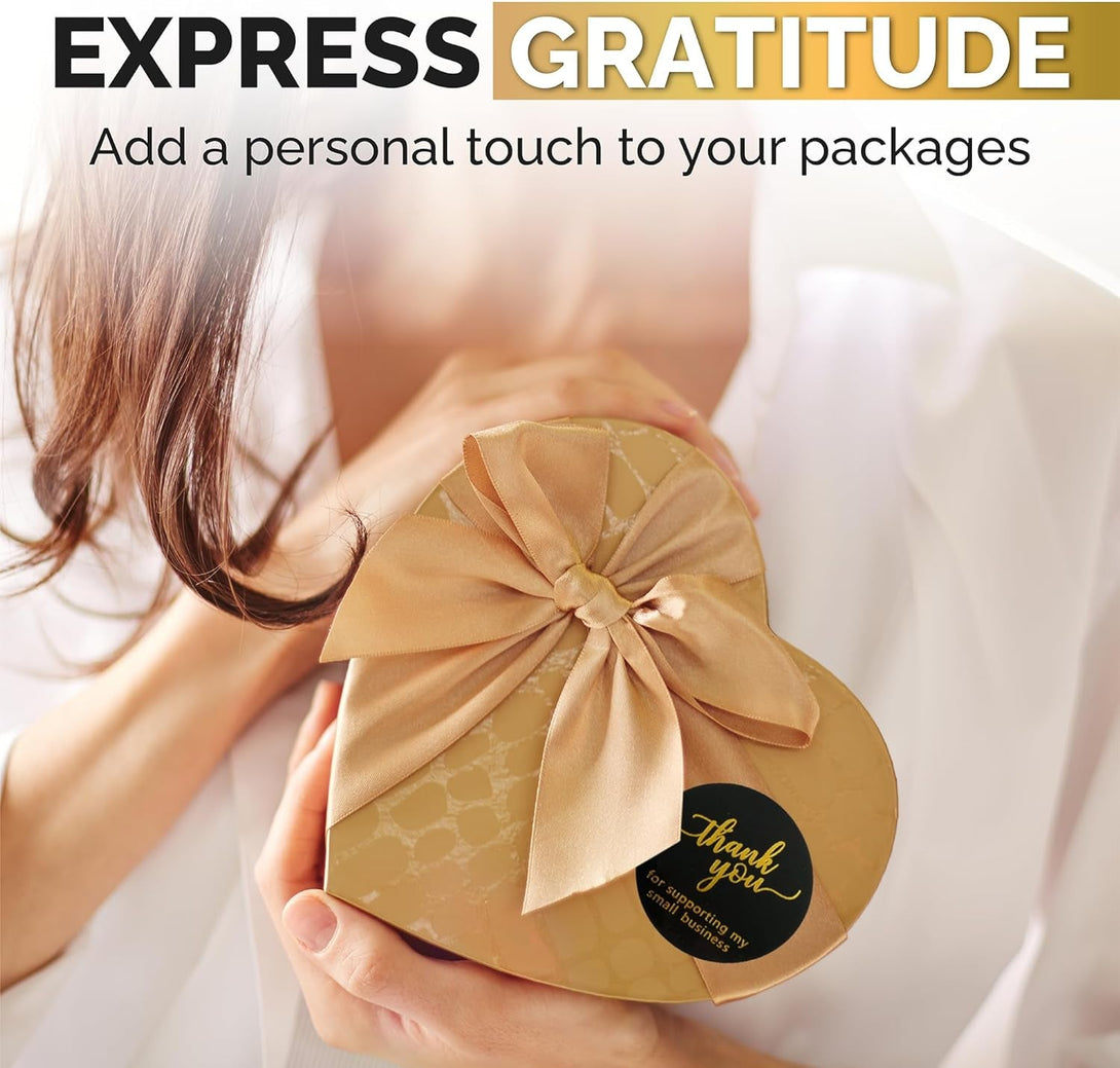 500 Pcs 2 Inch Thank You Stickers for Small Business – Black Waterproof Self-Adhesive Labels with 4 Elegant Designs – Durable Envelope Seals for Packaging, Gift Bags, Boxes & Orders