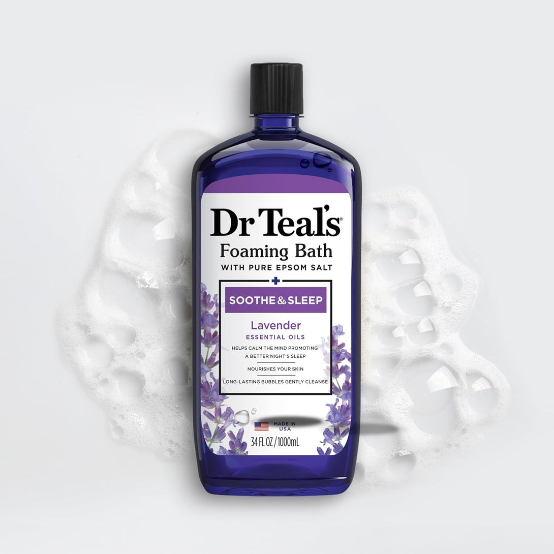 Dr Teal'S Foaming Bath with Pure Epsom Salt, Soothe & Sleep with Lavender, 34 Fl Oz (Pack of 2)