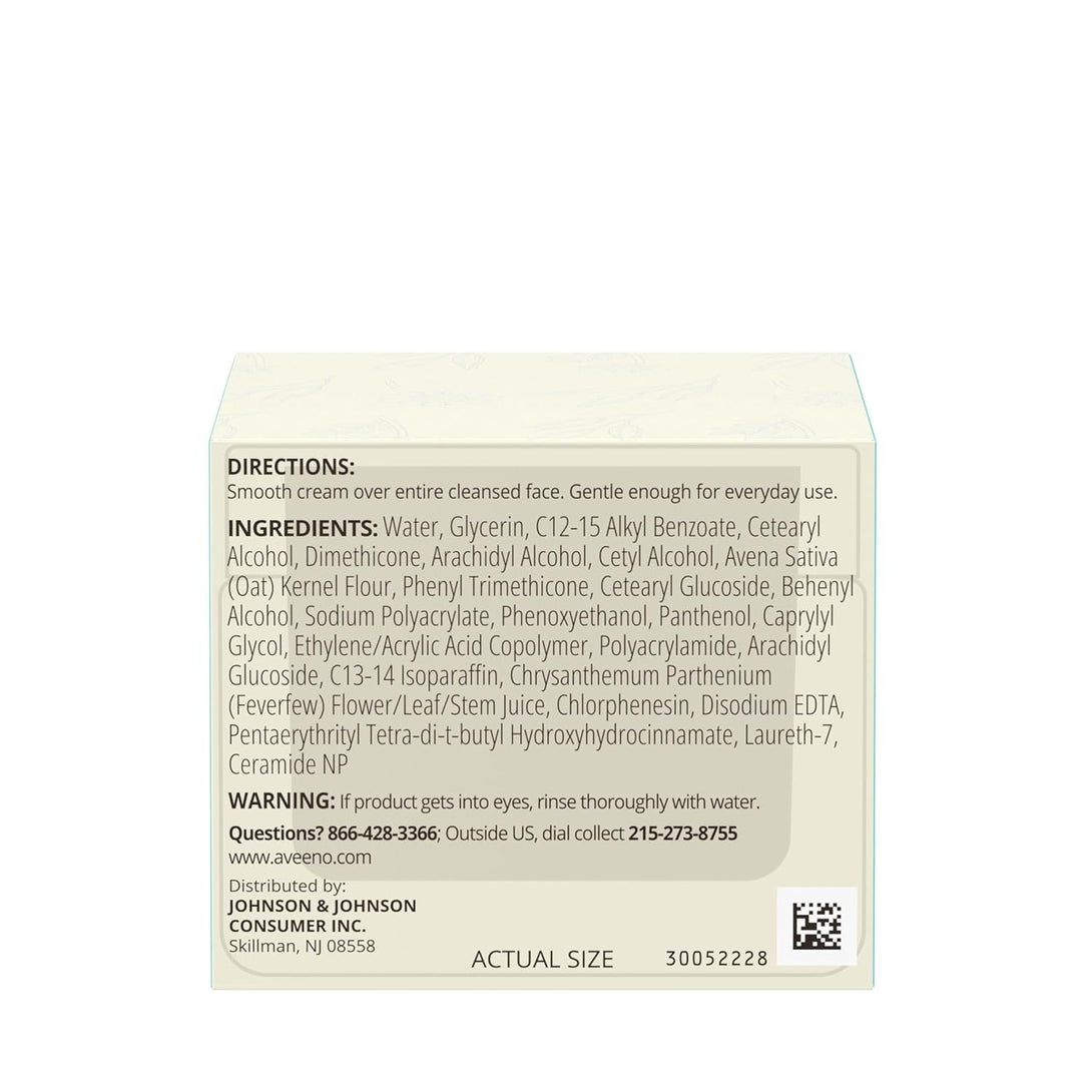 Aveeno Calm + Restore Facial Cream for Redness Relief, Soothing Face Moisturizer for Sensitive Skin, Hypoallergenic Formula, Fragrance-Free, 1.7 OZ