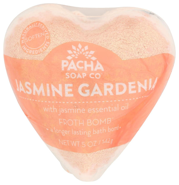 PACHA SOAP Jasmine Gardenia Heart Froth Bomb, 5 OZ