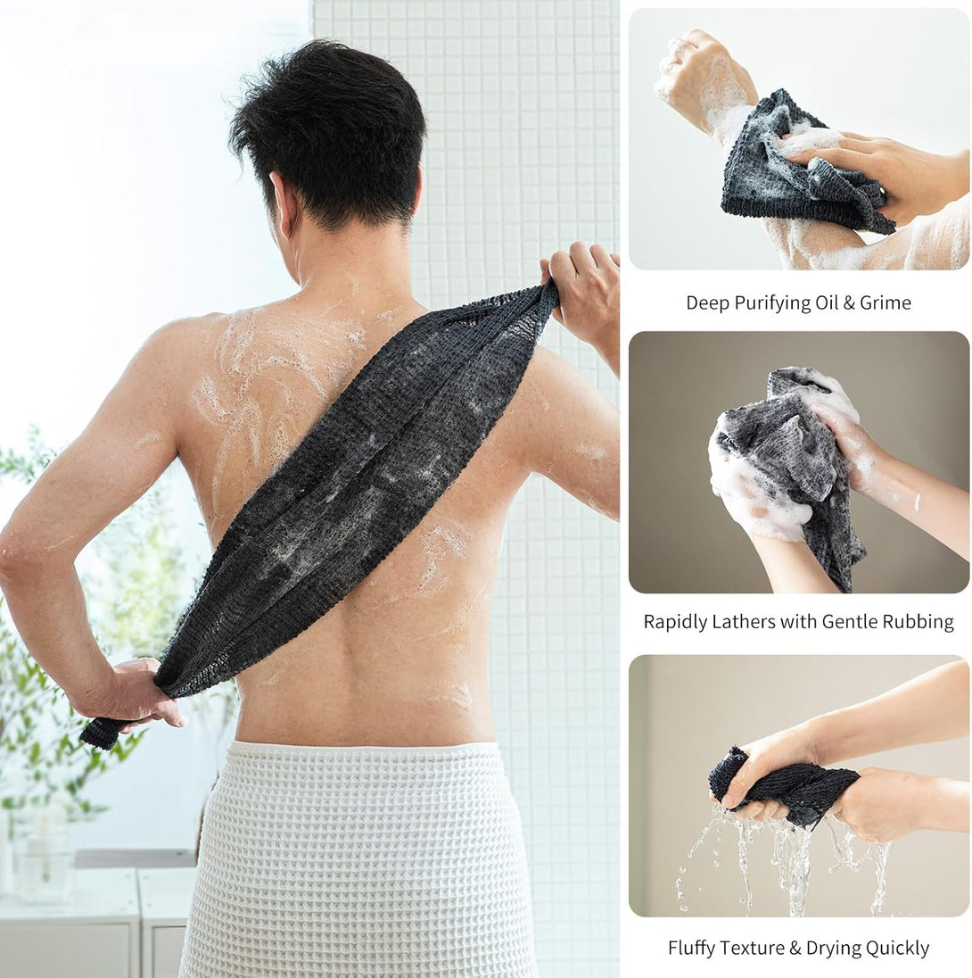 SHIMOYAMA Body Wash Towel, Exfoliating Shower Towel, Bath Loofah, Body Scrubber - Made in Japan