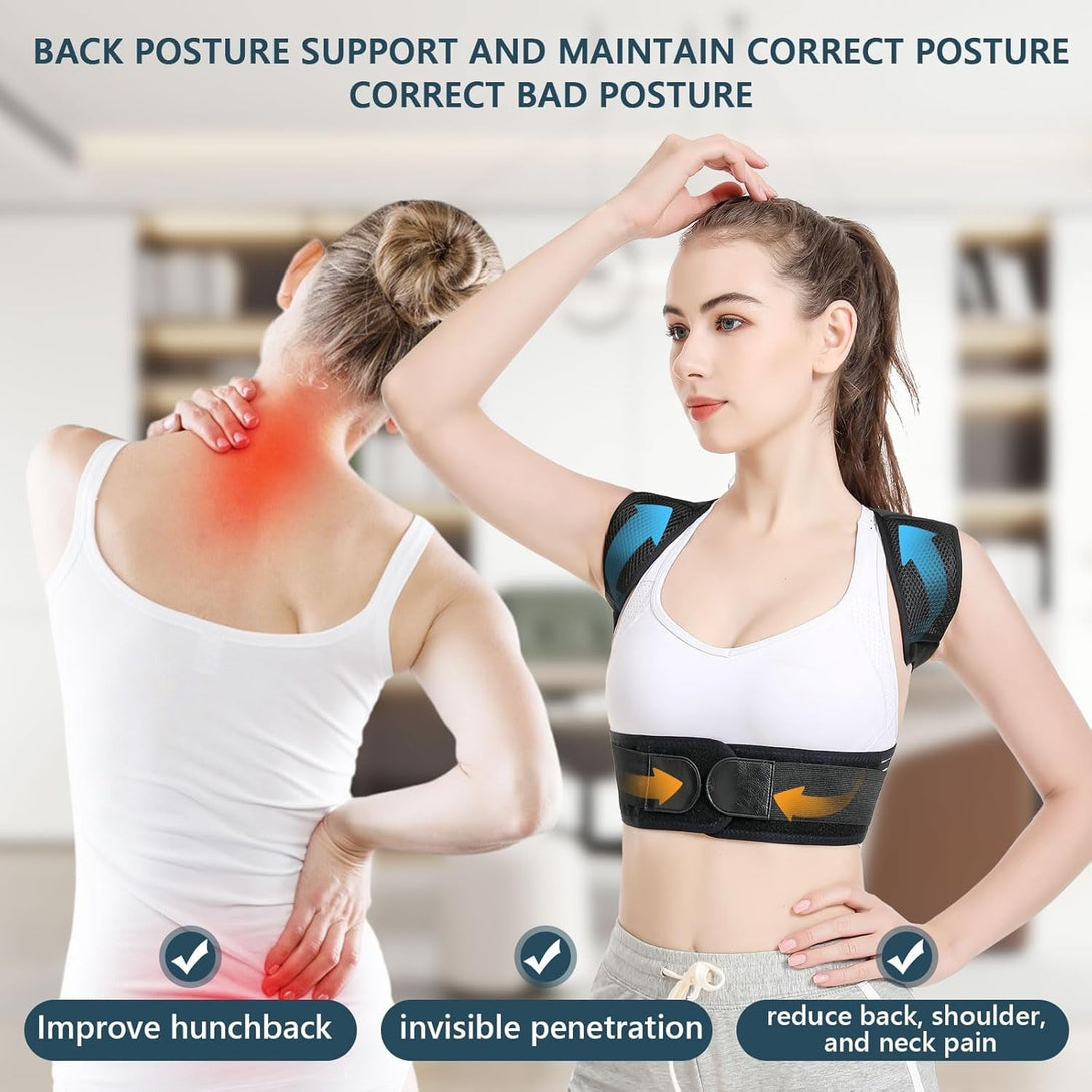 Back Brace Posture Corrector, Adjustable Posture Back Brace, Men/Women Back Posture Corrector, Upper and Lower Back Pain Relief - Scoliosis, Hunchback, Spine Corrector (L)