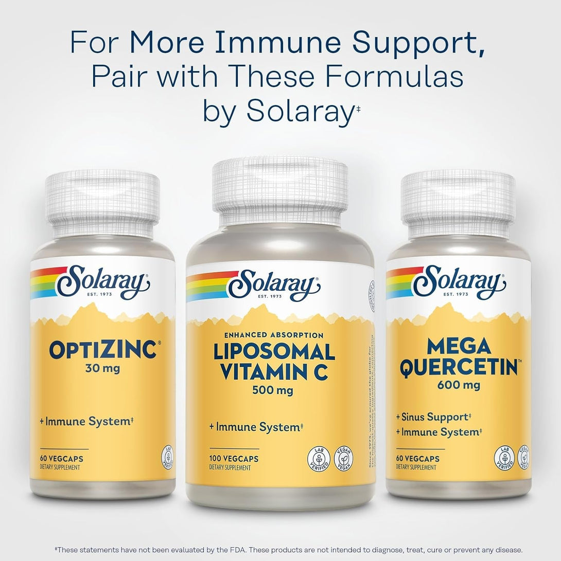 SOLARAY Liposomal Vitamin C 500Mg - Enhanced Absorption Vitamin C Liposomal Blend with Fatty Acids - Antioxidant and Immune Support Supplement - Vegan, 60-Day Guarantee, 100 Servings, 100 Vegcaps